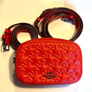 Coach crossbody or belt bag, red quilted leather with stars
